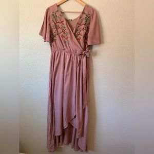 Large wren & ivory pink wrap dress